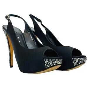 GINA Open toe Swarovski Crystal Slingbacks